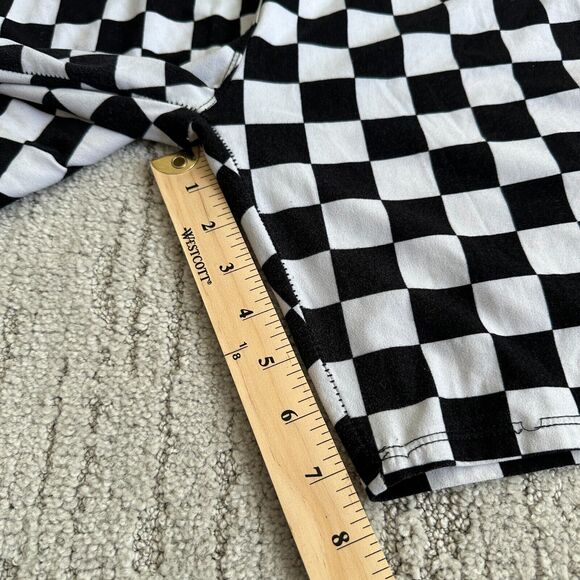 Leggings Depot Bike Shorts Checkered Black White Size Large Spandex 80s 90s Core - Picture 6 of 11